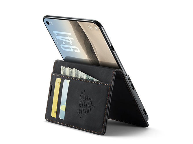 CaseMe Slim Synthetic Leather Wallet Case with Stand for the iPhone Duo - Charcoal
