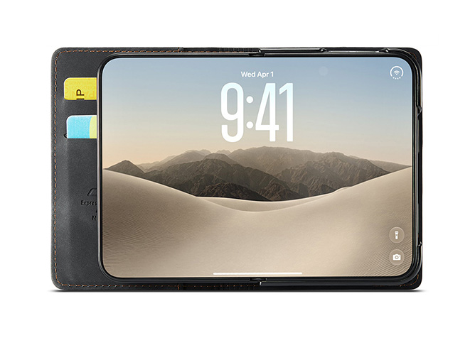 CaseMe Slim Synthetic Leather Wallet Case with Stand for the iPhone Duo - Charcoal