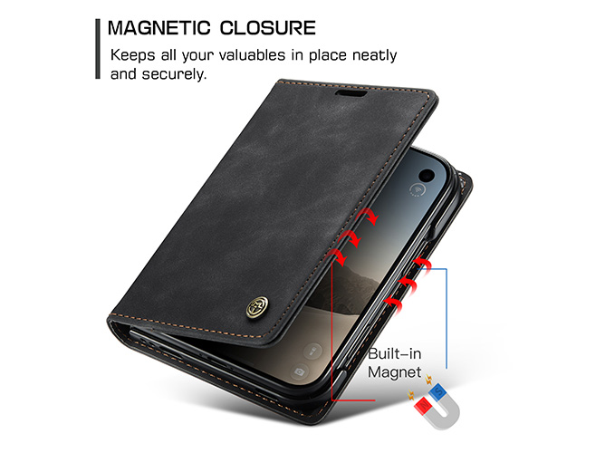 CaseMe Slim Synthetic Leather Wallet Case with Stand for the iPhone Duo - Charcoal