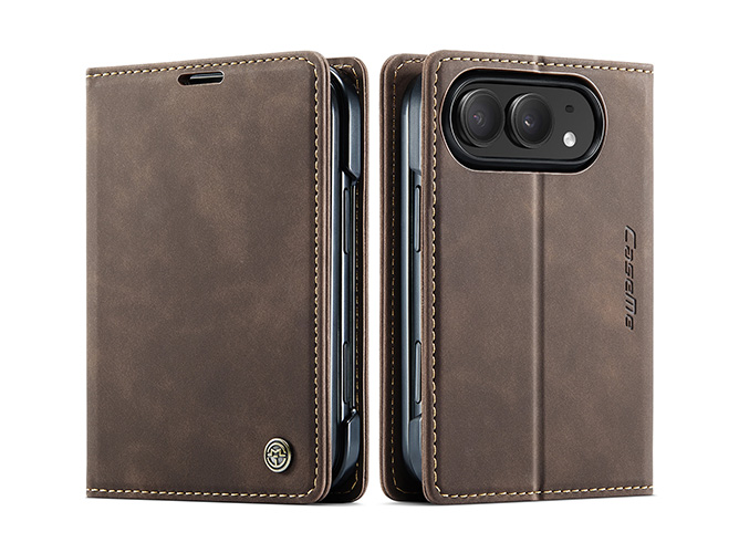 CaseMe Slim Synthetic Leather Wallet Case with Stand for the iPhone Duo - Chocolate Leather Wallet Case