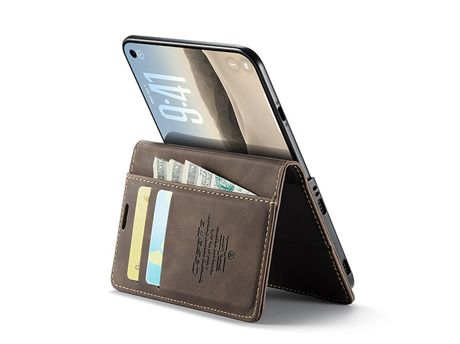 CaseMe Slim Synthetic Leather Wallet Case with Stand for the iPhone Duo - Chocolate