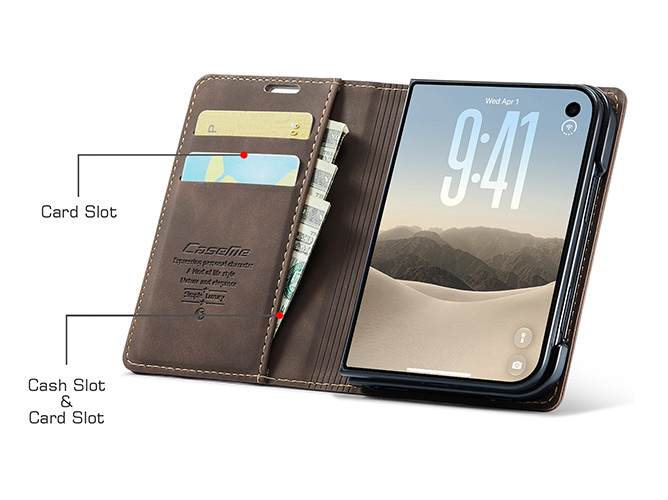 CaseMe Slim Synthetic Leather Wallet Case with Stand for the iPhone Duo - Chocolate