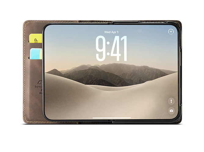 CaseMe Slim Synthetic Leather Wallet Case with Stand for the iPhone Duo - Chocolate