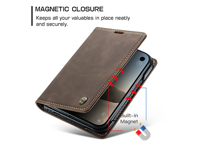 CaseMe Slim Synthetic Leather Wallet Case with Stand for the iPhone Duo - Chocolate