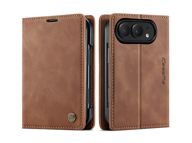 CaseMe Slim Synthetic Leather Wallet Case with Stand for the iPhone Duo - Tan Leather Wallet Case