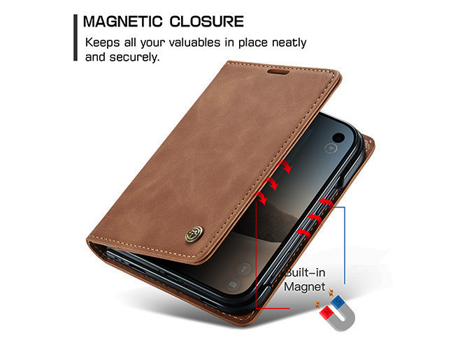 CaseMe Slim Synthetic Leather Wallet Case with Stand for the iPhone Duo - Tan