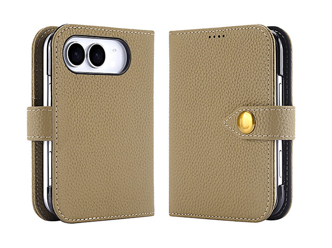 Premium Leather Wallet Case for the iPhone Duo - Light Taupe Leather Wallet Case