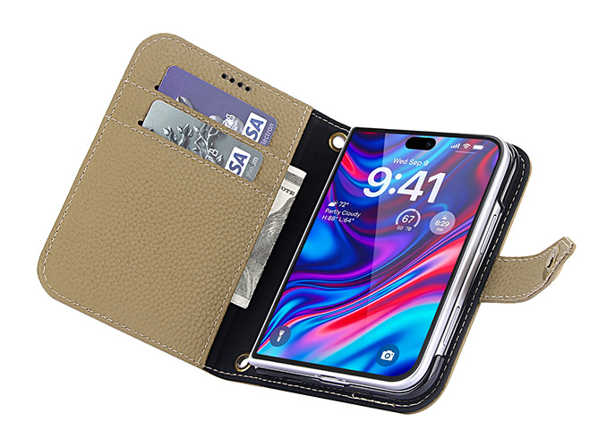 Premium Leather Wallet Case for the iPhone Duo - Light Taupe