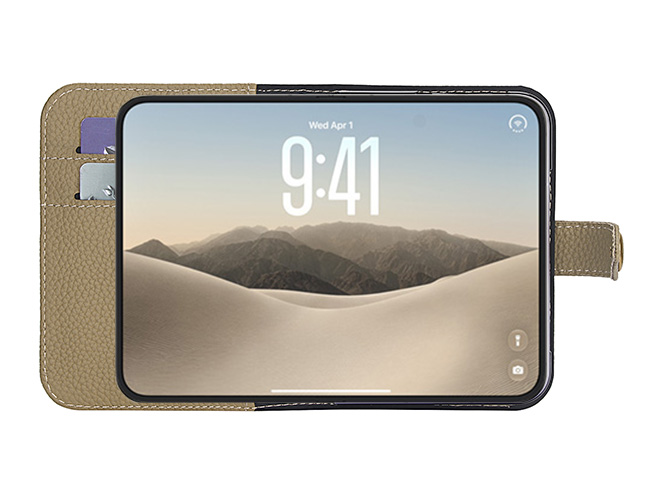 Premium Leather Wallet Case for the iPhone Duo - Light Taupe