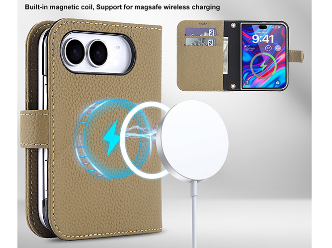 Premium Leather Wallet Case for the iPhone Duo - Light Taupe