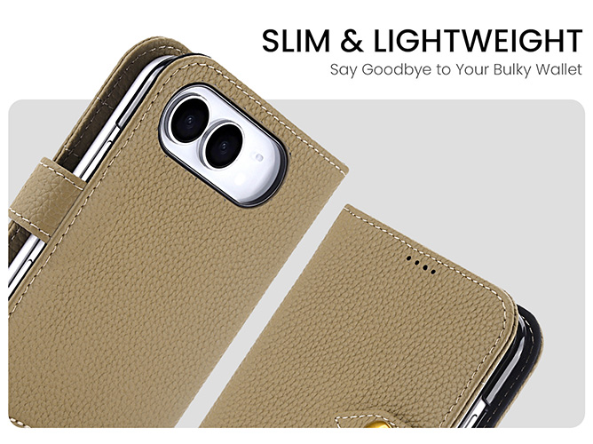 Premium Leather Wallet Case for the iPhone Duo - Light Taupe