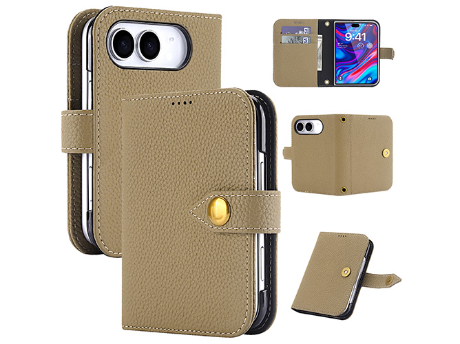 Premium Leather Wallet Case for the iPhone Duo - Light Taupe
