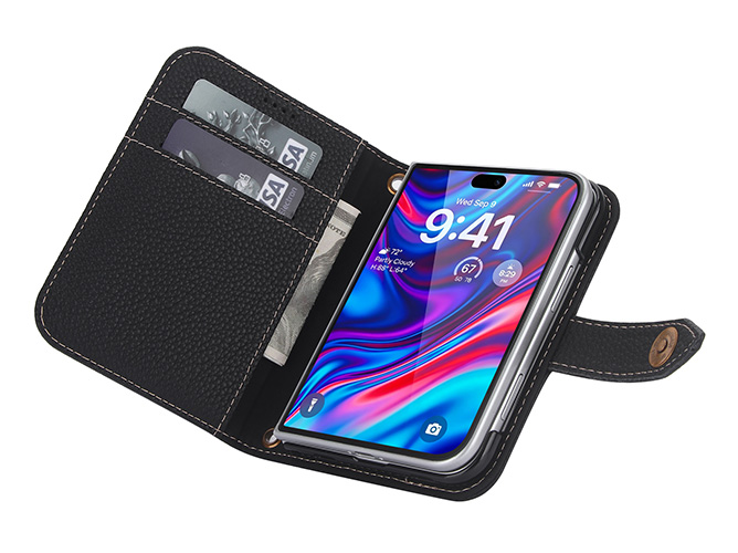 Premium Leather Wallet Case for the iPhone Duo - Black