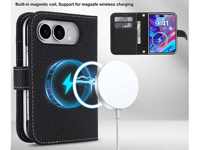 Premium Leather Wallet Case for the iPhone Duo - Black