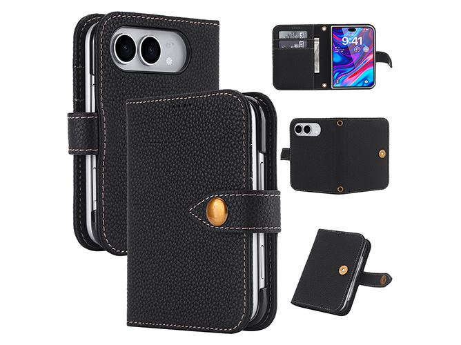 Premium Leather Wallet Case for the iPhone Duo - Black