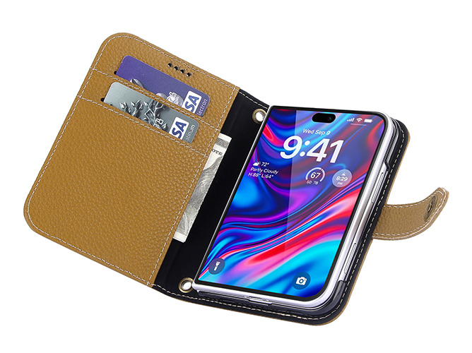 Premium Leather Wallet Case for the iPhone Duo - Harvest gold