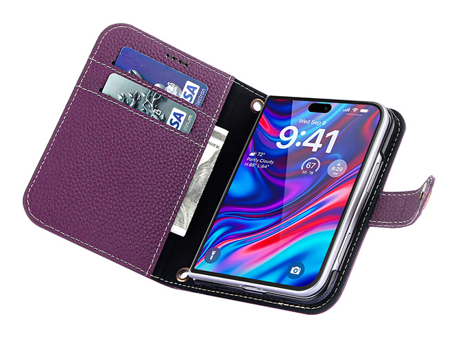 Premium Leather Wallet Case for the iPhone Duo - Purple
