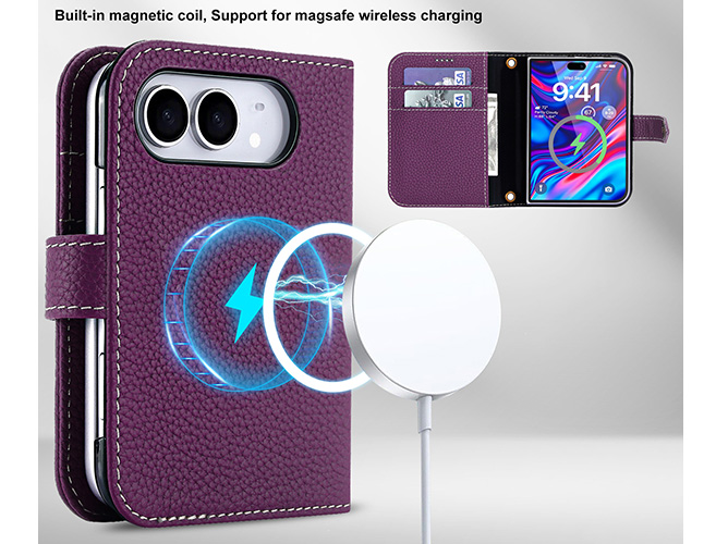 Premium Leather Wallet Case for the iPhone Duo - Purple