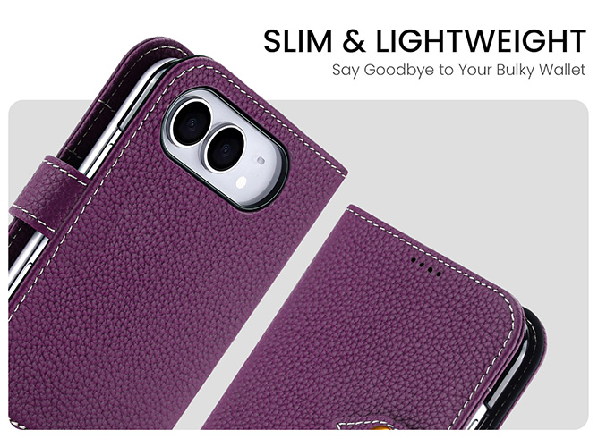 Premium Leather Wallet Case for the iPhone Duo - Purple