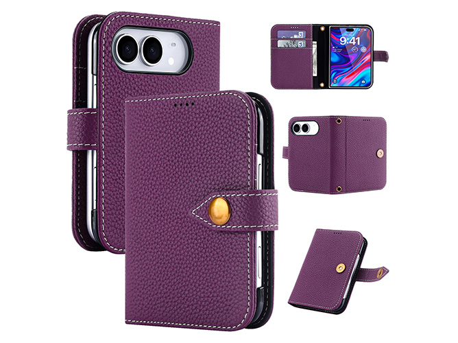 Premium Leather Wallet Case for the iPhone Duo - Purple