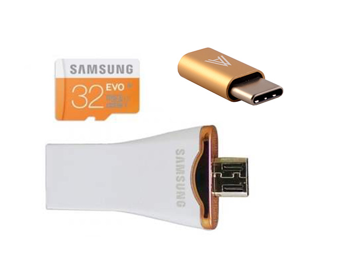 Genuine Samsung OTG plus Adapter and 32GB MicroSD Card - Micro SD