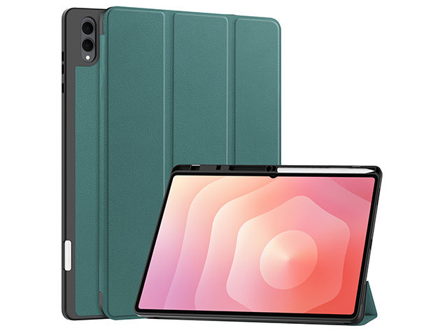 Slim Synthetic Leather Flip Case with Stand for Samsung Galaxy Tab S12 Ultra - Teal Leather Flip Case