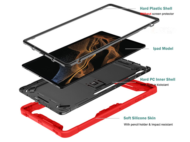 Impact Case for the Samsung Galaxy Tab S12 Ultra - Black/Red