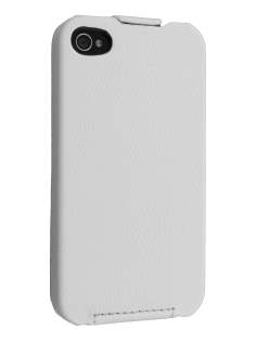 Synthetic Leather Flip Case for iPhone 4/4S - White Leather Flip Case