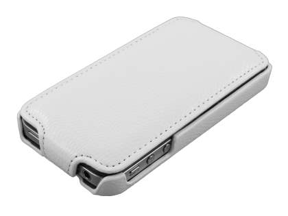 Synthetic Leather Flip Case for iPhone 4/4S - White