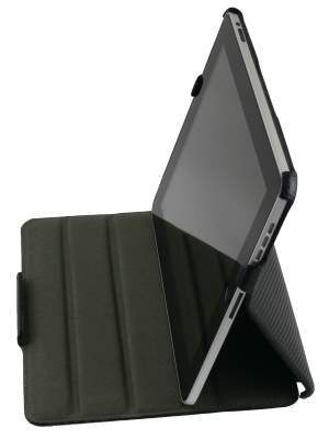 Premium iPad 1st Gen Slim Synthetic Leather Flip Case with Stand - Black