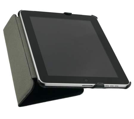 Premium iPad 1st Gen Slim Synthetic Leather Flip Case with Stand - Black