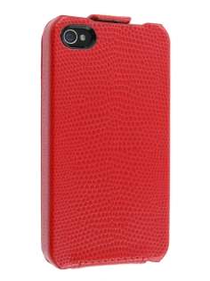 Synthetic Leather Flip Case for iPhone 4/4S - Red Leather Flip Case