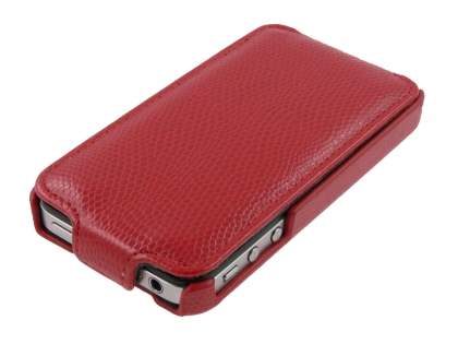 Synthetic Leather Flip Case for iPhone 4/4S - Red