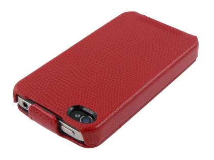 Synthetic Leather Flip Case for iPhone 4/4S - Red