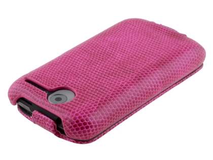 HTC Desire A8183 Slim Synthetic Leather Flip Case - Hot Pink