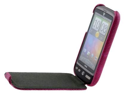 HTC Desire A8183 Slim Synthetic Leather Flip Case - Hot Pink