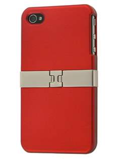 iPhone 4/4S Rubberised Case with Stand - Metallic Red