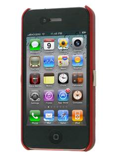 iPhone 4/4S Rubberised Case with Stand - Metallic Red