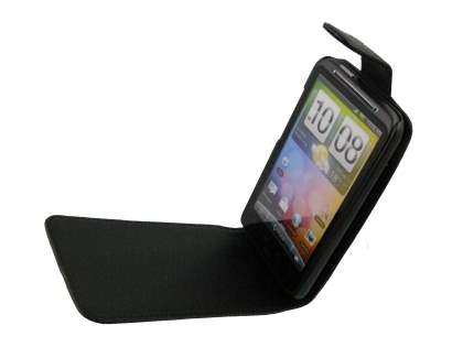 Synthetic Leather Flip Case for HTC Desire HD - Black