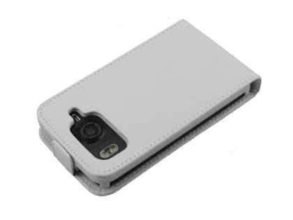 Synthetic Leather Flip Case for HTC Desire HD - White