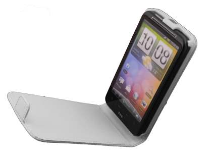 Synthetic Leather Flip Case for HTC Desire HD - White