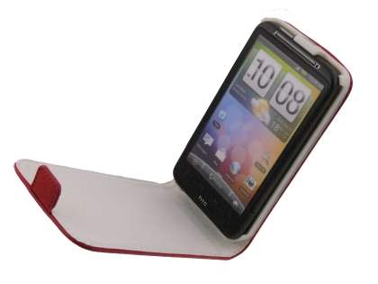 Synthetic Leather Flip Case for HTC Desire HD - Red