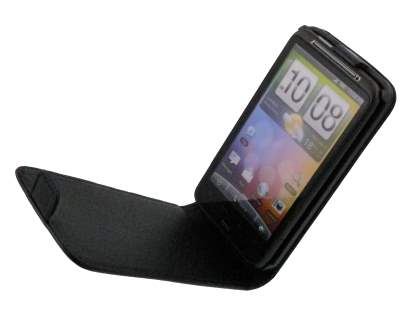 Synthetic Leather Flip Case for HTC Desire HD - Black