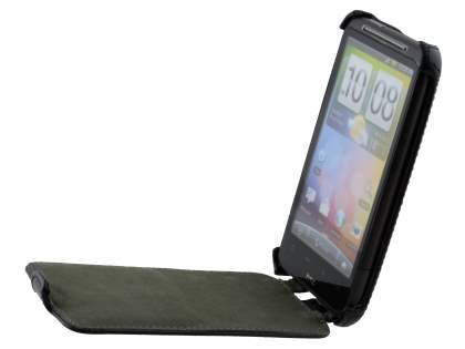 HTC Desire HD Slim Synthetic Leather Flip Case - Classic Black