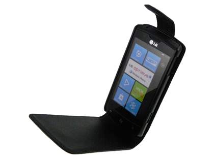 Synthetic Leather Flip Case for LG Optimus 7 E900 - Black