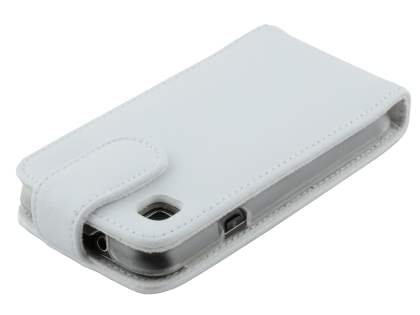 Genuine Leather Flip Case for Samsung I9000 Galaxy S - White