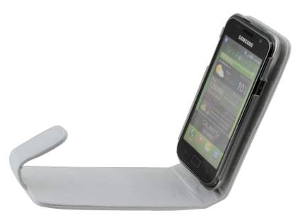 Genuine Leather Flip Case for Samsung I9000 Galaxy S - White