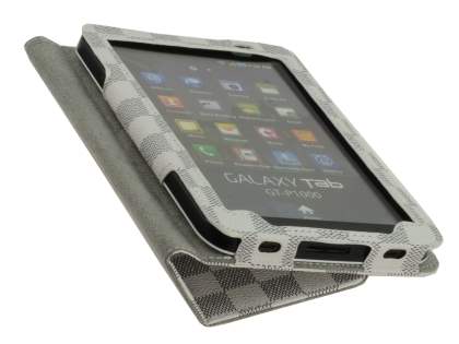 Designer Synthetic Leather Flip Case with Stand for Samsung Galaxy Tab P1000 - White