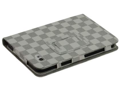 Designer Synthetic Leather Flip Case with Stand for Samsung Galaxy Tab P1000 - White