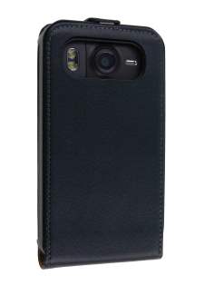 Synthetic Leather Flip Case for HTC Desire HD - Classic Black